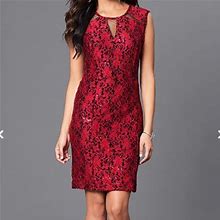 Scarlett Dresses | Nwt Red/Black Floral Lace Sheath Dress Sz 6 | Color: Black/Red | Size: 6