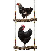 Xnuoyo 2 Pack Natural Wooden Chicken Swing Toys,Colorful Chicken Stand Toy Bird Swing Toy,Chicken Wood Stand Chicken Bird Toy For Hens,Chicken Coop A