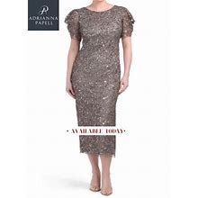NEW Adrianna Papell Plus Beaded Ankle Length Dress Lead Size 24W NWT $329