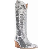 Women's Dingo Dance Hall Queen Tall Western Boots, Size: 7, Silver