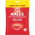 Halls Relief Strawberry Cough Drops, Economy Pack, 80 Drops