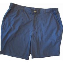 John Blair Men's Shorts Navy Blue Cotton Elastic Waist Flat Front Size