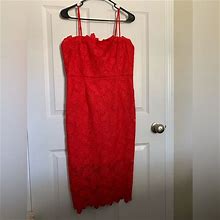Bardot Dresses | Lace Midi Dress | Color: Red | Size: M