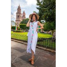 Mexican Floral Wrap Dress. Hand Embroidered Mexican Dress. Mexican Party Dress. Formal Wrap Dress. Mexican Typical Dress. Traditional Dress.