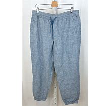 Athleta Pants & Jumpsuits | Athleta Retreat Linen Jogger Pants 531704 Drawstring Elastic Waist Blue Size 16 | Color: Blue | Size: 16