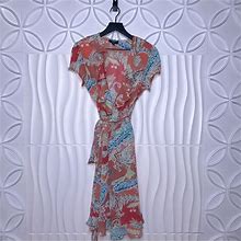 Msk Dresses | Msk Sheer Wrap Dress | Color: Pink/Red | Size: 12P