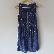 Tea N Rose Dresses | Tea N Rose Star Print Zip Up Sheath Dress | Color: Blue/Gold | Size: S