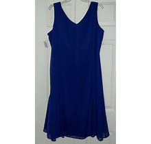Danny & Nicole Womens Blue Sheer Midi Dress With Lining Size 14W
