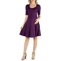 24/7 Comfort Apparel Knee Length A Line Elbow Sleeve Dress | Purple | Maternity 2X | Dresses A-Line Dresses