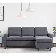Walsunny Convertible Sectional Sofa Couch, L-Shaped Couch With Modern Linen Fabric For Small Space(Dark Gray) Gray