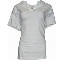 Isaac Mizrahi Live! Tops | Isaac Mizrahi Live! Short Sleeve Pima Cotton Polo Top Women's Sz L White | Color: White | Size: L