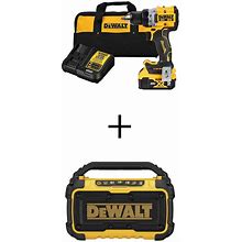 20V MAX XR Lithium-Ion Cordless Compact 1/2 in. Drill/Driver Kit And Bluetooth Speaker With 5.0Ah Battery And Charger