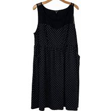Torrid Dresses | Torrid Plus Black White Polka Dot Knit Dress Size 2X Womens Sleeveless Pocket | Color: Black | Size: 2X
