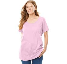 Plus Size Women's Perfect Short-Sleeve Scoopneck Tee By Woman Within In Pink (Size M) Shirt