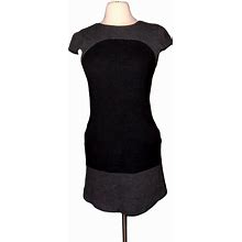 Vince Dresses | Vince Knee Length Dress 4 Cap Sleeve Gray Black Wool Angila Pockets Sust | Color: Black/Gray | Size: 4