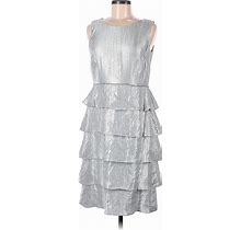 NIPON BOUTIQUE Cocktail Dress - Dropwaist Ruffles Sleeveless: Silver Dresses - Women's Size 8