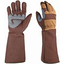 DIGZ Rose Pruning Thorn-Proof Gardening Gloves With Forearm Protection For Men And Women, Puncture Resistant Gardening Glove, Tan/Brown, Medium