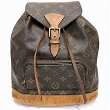 Louis Vuitton Montsouris Mm Canvas Backpack Bag (Pre-Owned - Brown - Backpacks One Size