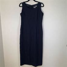 Danny & Nicole Dresses | Danny Nicole Dress Womens 10 Dark Blue Floral Sleeveless Midi Dress Zip Back | Color: Blue | Size: 10