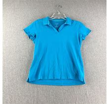 St Johns Bay Shirt Womens Small Petite Short Sleeve Casual Ladies Blue