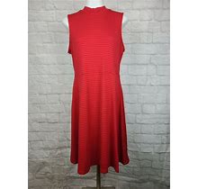 Old Navy Dress Medium A-Line Red Striped Sleeveless Stretch Knit