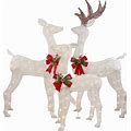 Set Of 3 LED Lighted Glittered Reindeer Family Outdoor Christmas Decorations - 5'