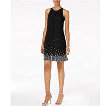 MSK Beaded Shift Sleeveless Black Dress Size Medium