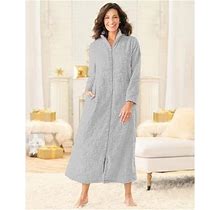 Blair Women's Jacquard Full Length Robe - Grey - 1X - Womens