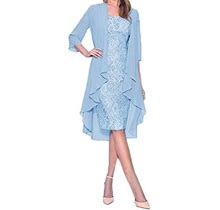 Womens Plus Size Clearance $5 Women's Fashion Two Pieces Charming Solid Color Mother Of The Bride Lace Dresses