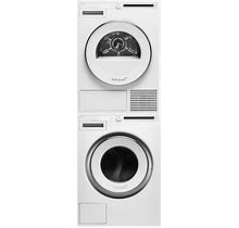 Asko W2084-T208H Stacked Washer & Dryer Set With Front Load Washer And Electric Heat Pump Dryer From The Classic Series White Laundry Appliances