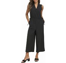 Calvin Klein Comm V-Neck Sleeveless Jumpsuit - Black - Full Length Jumpsuits Size 12