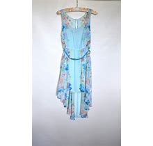 CANDIE's Bright Blue Asymmetrical Hem Sleeveless Womens Festive Dress Sz L