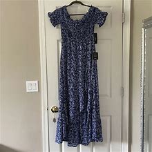 Lulu's Dresses | Lulus Smocked Dress | Color: Blue/White | Size: L