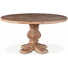60" Round Dining Table Rafael Antique Finish Solid Oak Wood Mango