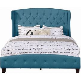 Blue Queen Size Upholstered Shelter Bed