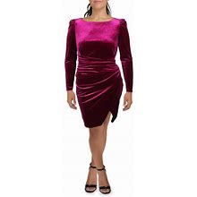 Lauren Ralph Lauren Womens Velour Knee Length Sheath Dress Purple Size 8
