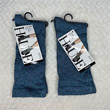 Hue Womens Luster Brocade Dress Socks One Size Teal Dress Socks 2