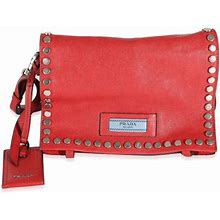 Prada Red Leather Glace Etiquette Crossbody Pre-Owned