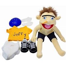 Hot Sml Jeffy Hand Puppet Plush Toy Soft Stuffed Moving Dolls Kids