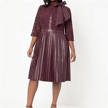 Eloquii Dresses | Faux Leather And Lace Dress | Color: Purple | Size: 18