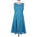 Anne Klein Cocktail Dress - A-Line Scoop Neck Sleeveless: Blue Dresses - Women's Size 6