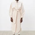 Zara Dresses | Zara Belted Voluminous Dress- Vanilla | Color: Cream | Size: M