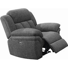 Coaster Bahrain Contemporary Chenille Upholstered Power Glider Recliner Charcoal