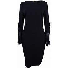 Calvin Klein Dresses | Calvin Klein Women's Button Bell-Sleeve Crepe Dress - Black | Color: Black | Size: 2