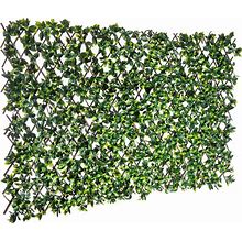 Naturae Decor Expandable Willow Trellis - Outdoor Privacy Screen - Sturdy And Flexible - Realistic Look - 36 in X 72 in - Gardenia Leaves