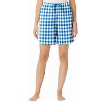 Dreams & Co. Women's Blue Plus Woven Sleep Short By In Pool Check (X) Size 5