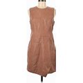 Calvin Klein Casual Dress - Dropwaist Crew Neck Sleeveless: Brown Print Dresses - Women's Size 6