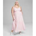 And Now This Trendy Plus Size Tiered Maxi Dress - Pink - Size 2X