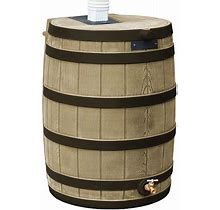 Good Ideas Rain Wizard Rain Collection Barrel 40-Gallon Darkened Ribs, Khaki, Beig/Green