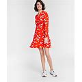 Women's Print Collared Mini Dress, Created For Macy's - Rave Red Combo - Size 0
